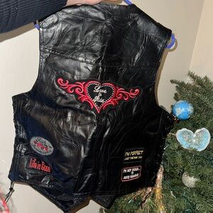 Genuine leather women’s motorcycle vest
